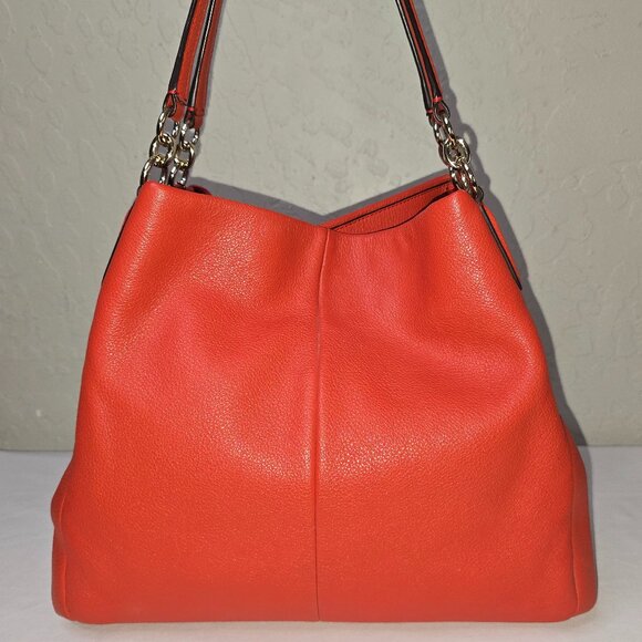Coach Madison Phoebe Tomato Red Pebbled Leather 3 Compartment Hobo Bag F35723 - Picture 5 of 15